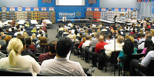 Terry speaks to Walmart employees at the national headquarters Bentonville, AR